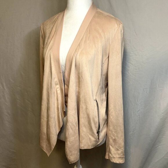 Peck & Peck Pink Suede Cardigan Sweater Open Front V Neck Womens Comfy - Picture 4 of 8